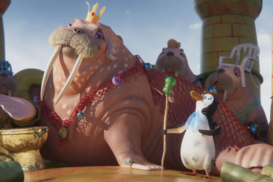 Рисувани морж и пингвин